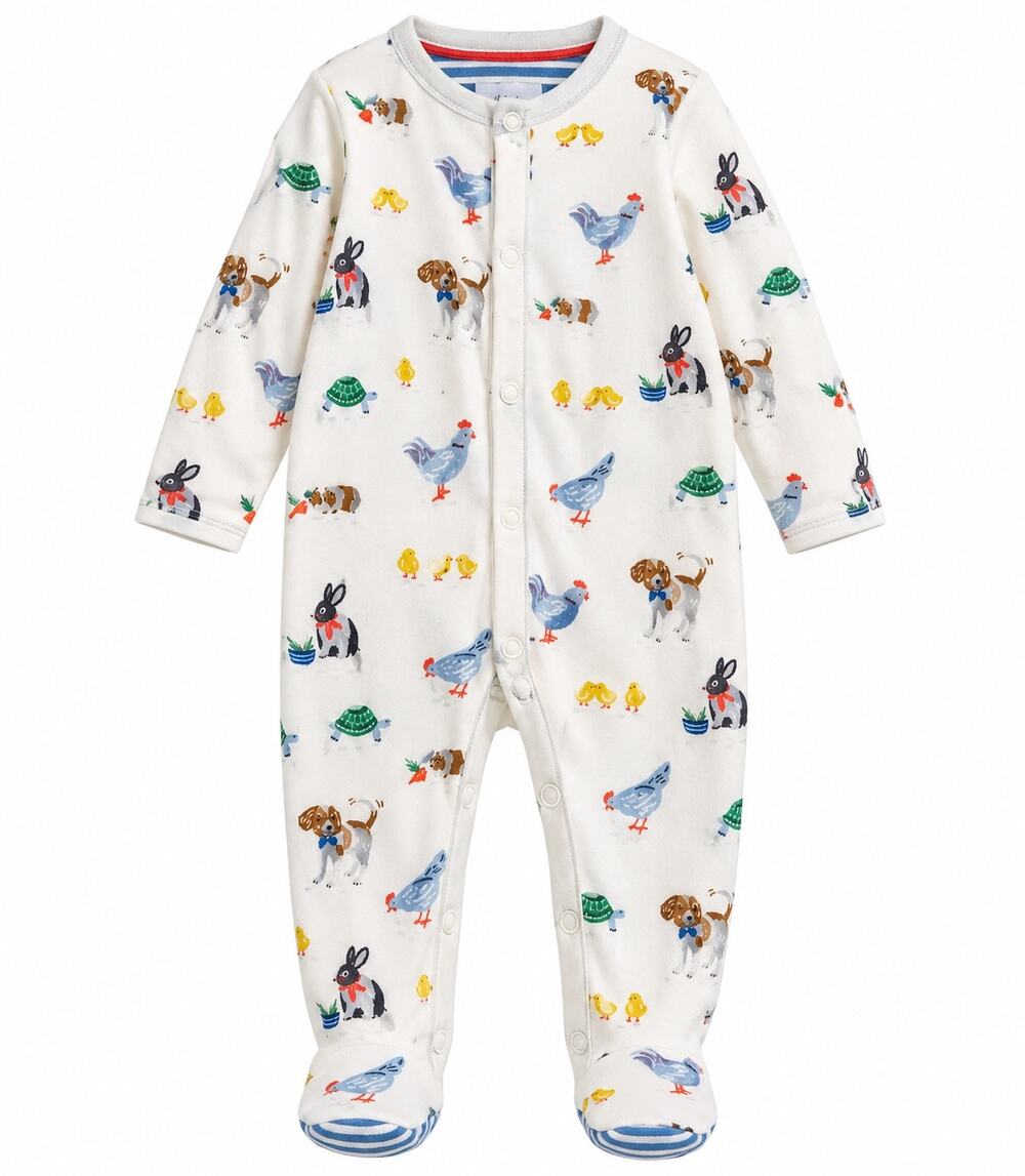 Baby Boden Farm Animal Print Footed Sleeper - Cozy 3-6 Months Cotton